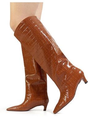 (X) iadore women's cowboy boots,made of vegan leather with crocodile print,Sz 10